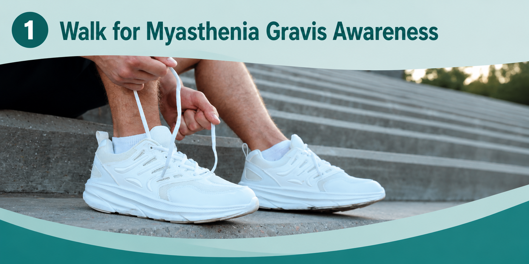 People preparing for a community awareness walk promoting Myasthenia Gravis Awareness Month in Queensland.